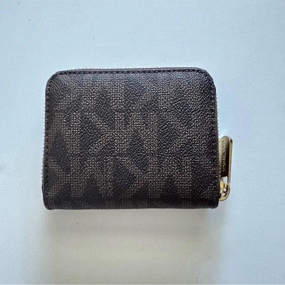 Michael Kors Brown Logo Zip Around Leather Wallet - Picture 2 of 8